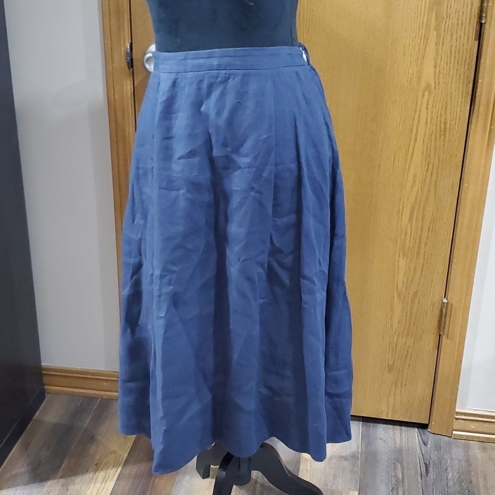 Rosso35 blue linen midi skirt with pockets
